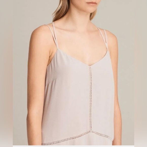 ALLSAINTS Karin Mini Slip Dress Size 0, cream-retail $189. Like new - Picture 2 of 9